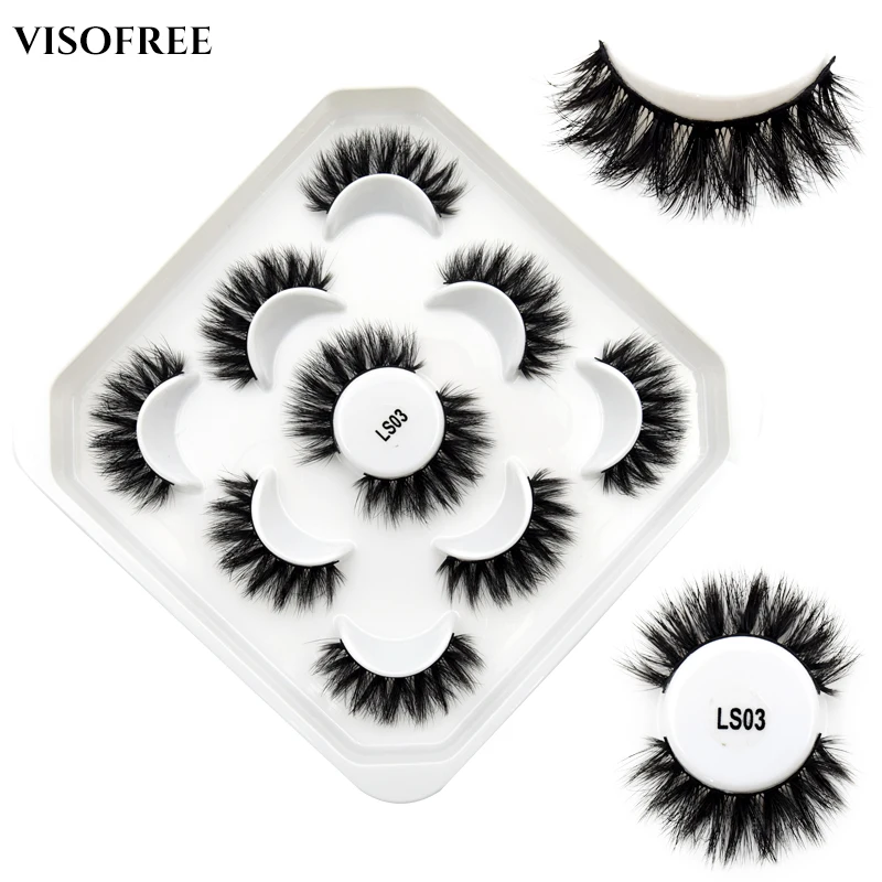 

Ресницы из искусственной норки Visofree 5 пар, натуральные накладные норковые ресницы для макияжа, драматические густые объемные ресницы перек...