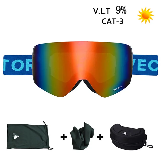 dark blue box VECTOR Brand Ski Goggles Men Women Double Lens UV400 Anti-fog Skiing Eyewear Snow Glasses Adult Skiing Snowboard Goggles - Цвет: dark blue box