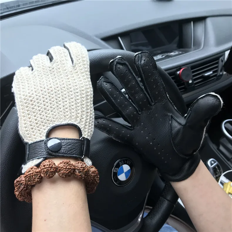Перчатки из натуральной кожи импортные Deerskin ручной работы вождения Мужские Женские Перчатки для фитнеса кожа+ трикотажные перчатки AM032A