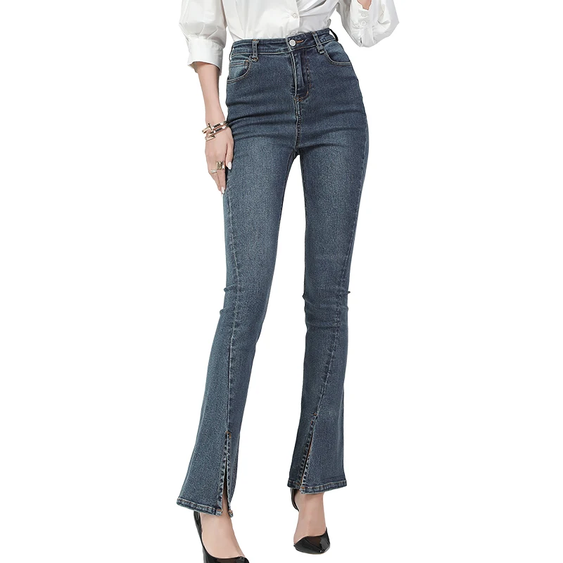 

Fashion Jeans Female High Waisted Slightly Flared Skinny Hip Lifted Denim Pants Classic Micro Stretch Women Casual Cotton Jeans