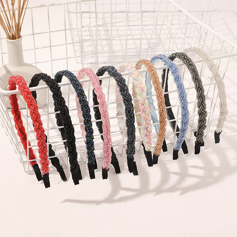 

Обруч для волос тонкий, украшенный бисером, из сплава