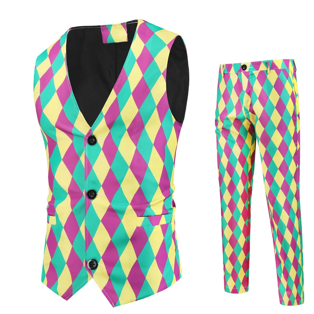 

Новый дизайн, мужской жилет с принтом, Костюмные брюки, официальная одежда, повседневный деловой костюм на свадьбу, жилет, мужские стандартн...