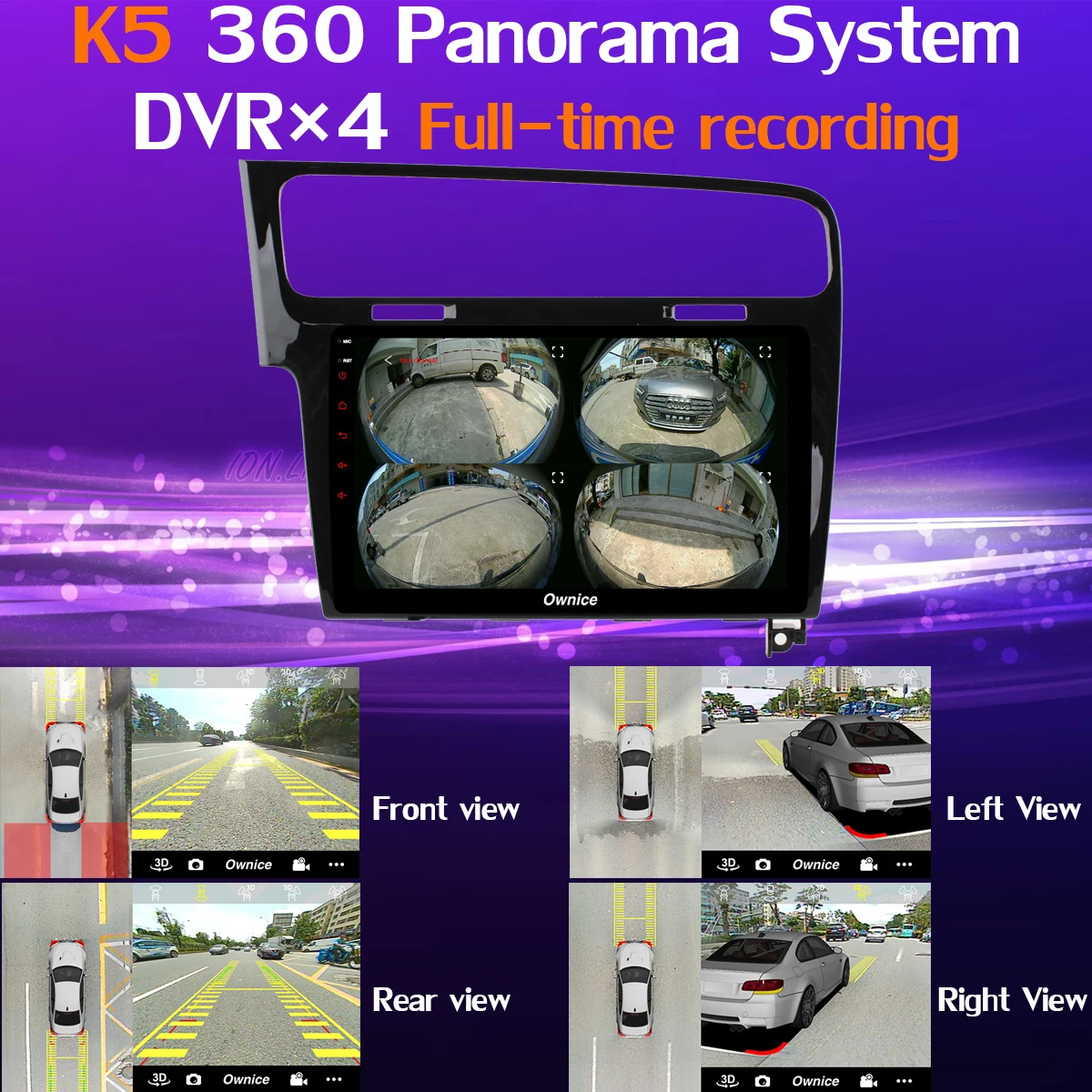 Панорамная камера 360 ° 4G LTE Android 9 0 4 Гб + 64 ГБ DSP CarPlay автомобильный мультимедийный