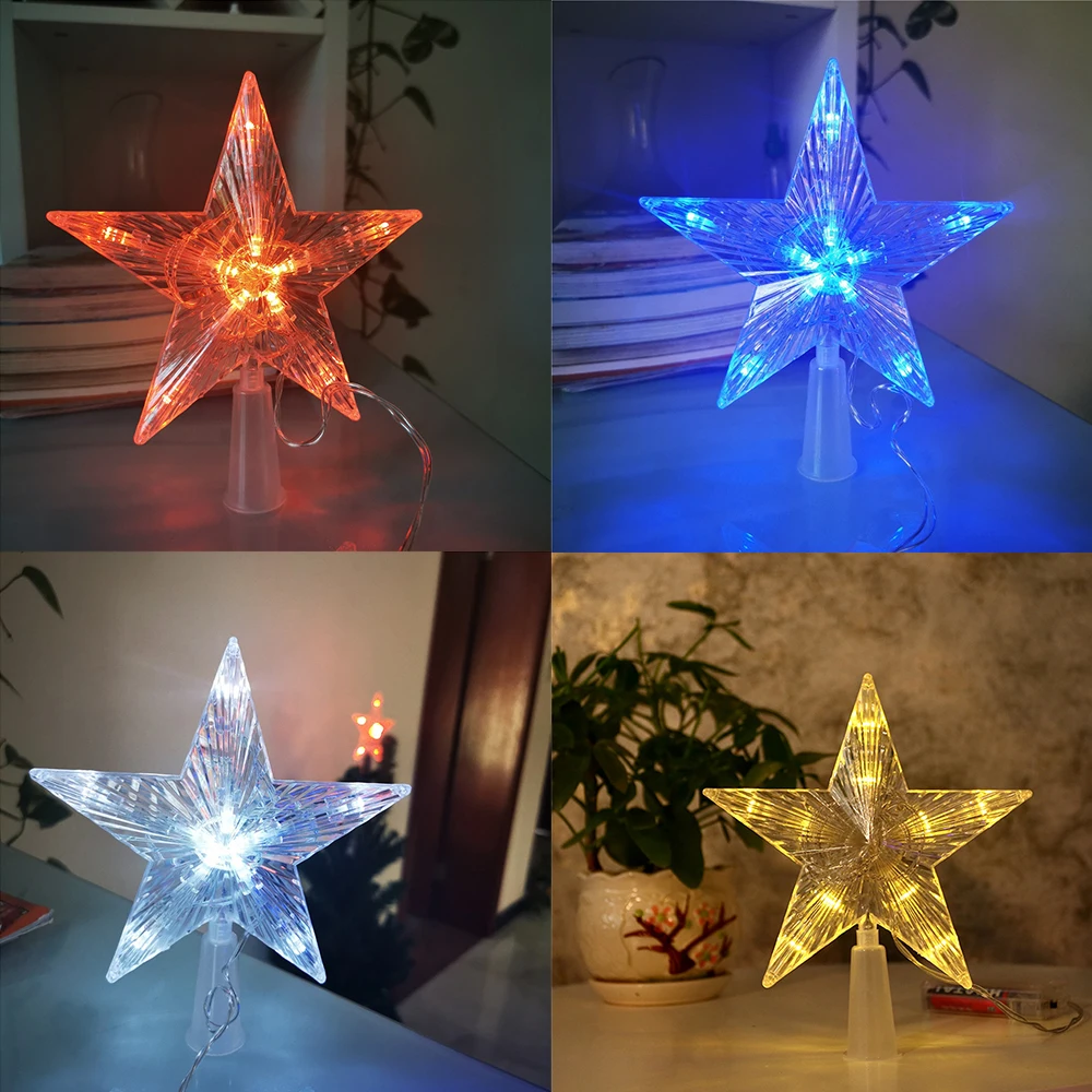 

10/30led LED Star Night Light Five-pointed Lamp Christmas Tree Top for Xmas Party Wedding Fairy Room Outdoor Garland Decoration