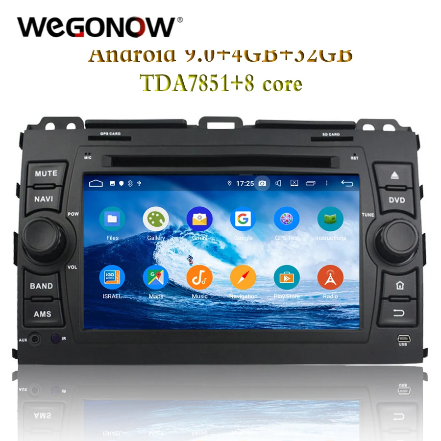 Android 9 0 4 Гб ОЗУ 8 ядер 32 ПЗУ для Toyota Prado Land Cruiser 120 2006 2010 автомобильный DVD плеер Wifi BT RDS