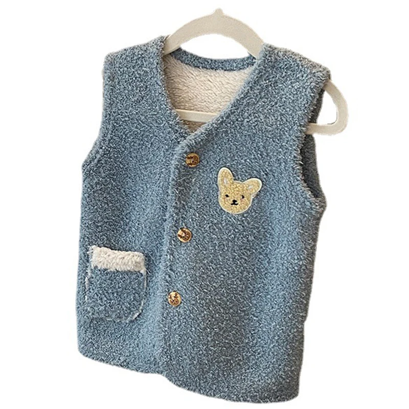 

Autumn Winter Kids Vest Plus velvet 2021 New Soft Plush Thicken Baby Warm Waistcoats For Boys Girls Children Outerwear 2-8Y