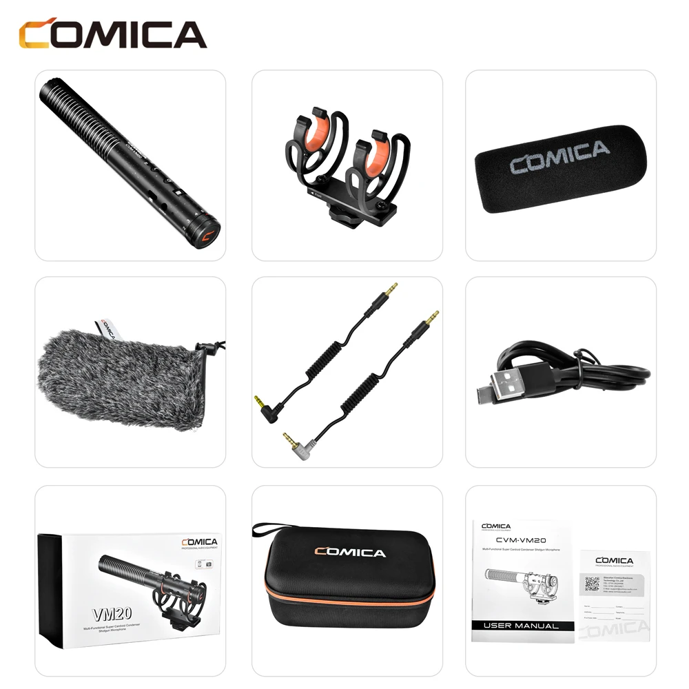 Comica CVM-VM20 OLED мульти-функциональный суперкардиоидный конденсаторный микрофон для