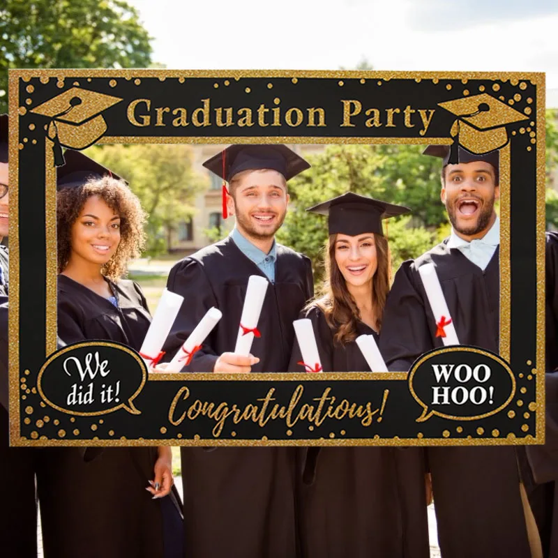 

1Pcs Black Gold Graduation Frame Graduation Party Booth Props Graduation Photo Decor DIY Photo Props Graduation Party Supplies