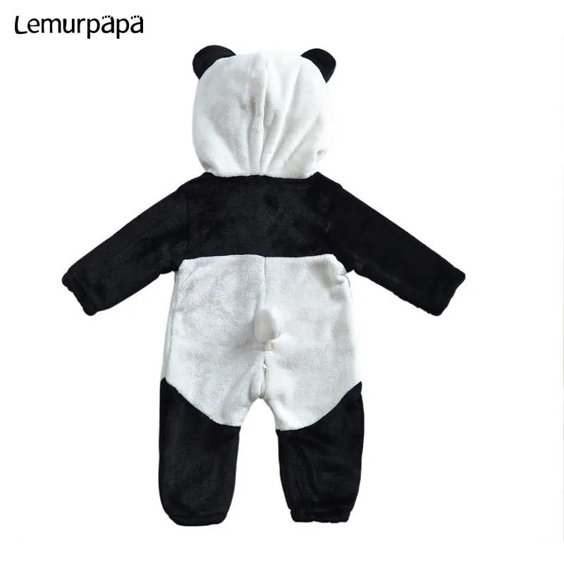 Детский фланелевый комбинезон кигурумис с пандой теплый для новорожденных