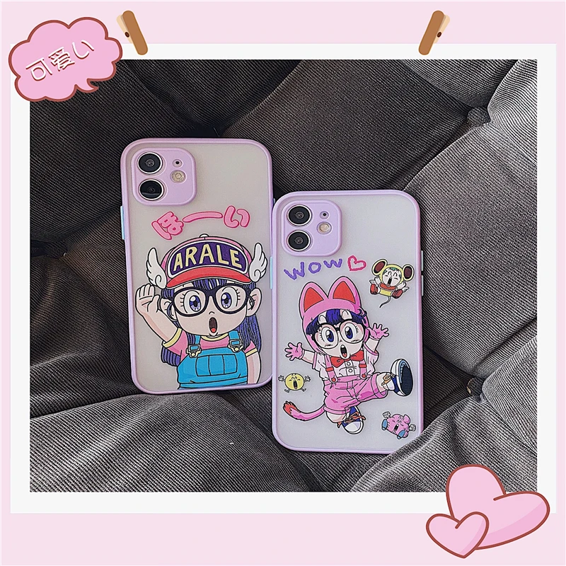 

Cartoon Love Heart Girl Arale Camera Protection Phone Case for IPhone 12Mini SE2 7 8 Plus X XR XS 11Pro Max Silicone Back Cover