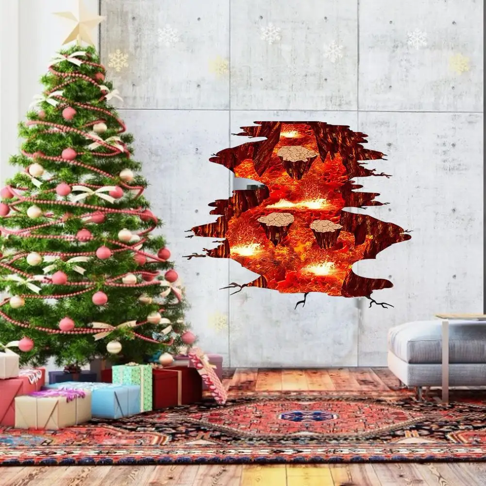 Креативные 3D космические настенные наклейки съемные ПВХ пол пламя и Лава на