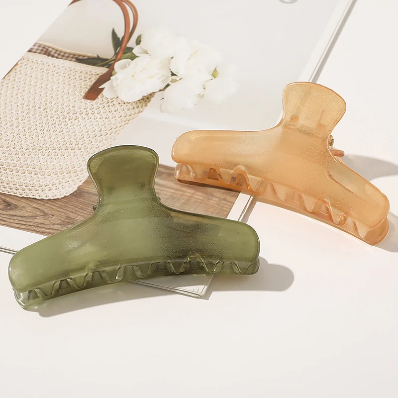 

Women Girls Geometric Hair Claw Clamps Plastic Hair Crab Hairwear Hair Claw Clip Solid Color Hairpin Large Size Hair Accessories