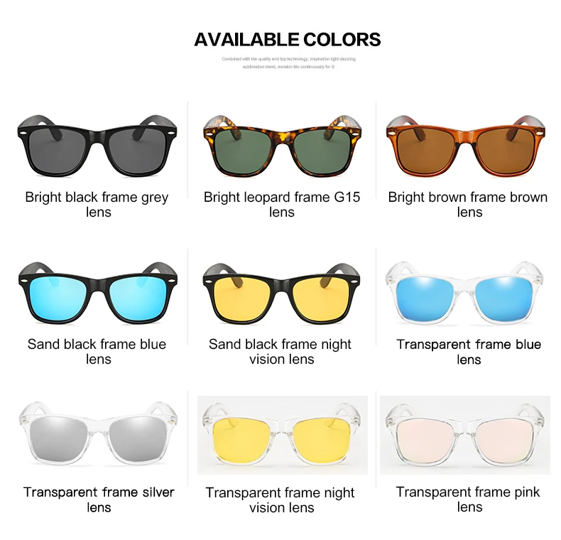

Mirror Polarized Sunglasses Women Men UV400 Night Vision Goggles Brand Design Transparent Sun Glasses with LOGO LongKeeper