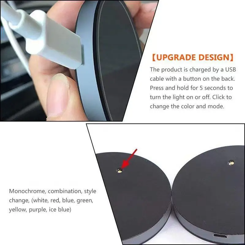 Автомобильный светодиодный смарт-циновка чашки USB светильник держатель для