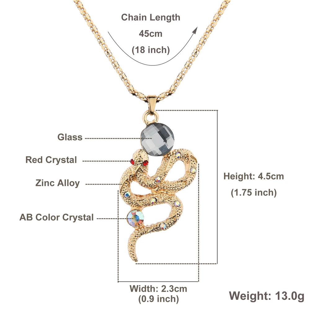 Menglina Fashion Metal Snake Necklace and Earrings Women Jewelry Set Gold Color Plated Crystal Pendant Parure Bijoux Femme | Украшения и