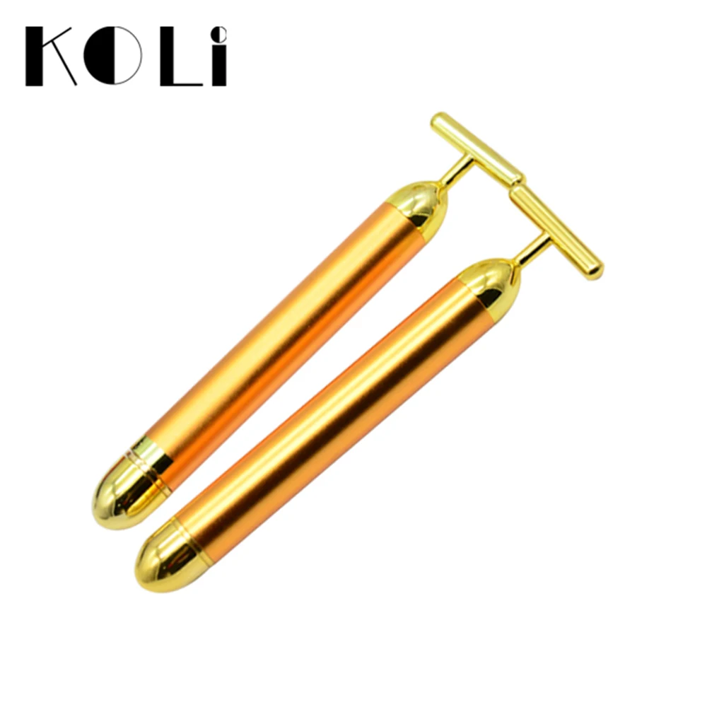 KOLI 24k Золотая Вибрация подтягивание лица красота бар Пульс подтягивающая для лица роликовый массажер подтяжка кожи палочка, разглаживающая морщины