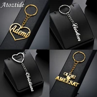 atoztide fashion personalizd keychain pendant stainless steel heart name gold nameplate for women men jewelry charm gift