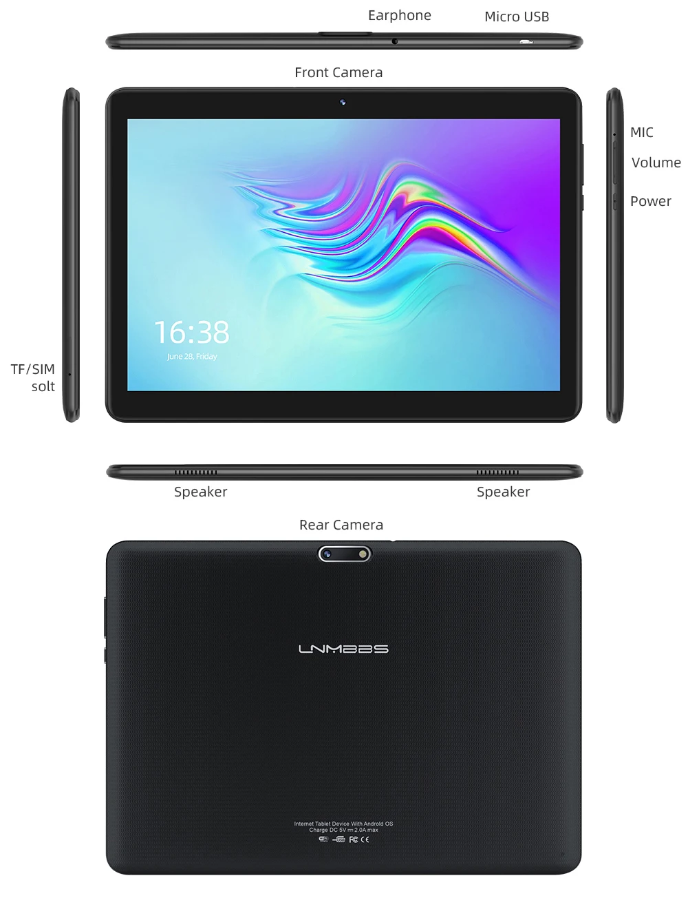 LNMBBS K802 10,1 дюймов планшетный ПК MTK6580 Восьмиядерный Android Планшеты 4 ГБ ОЗУ 64 Гб ПЗУ 1920x1200 IPS Двойная sim-карта телефонный звонок планшет