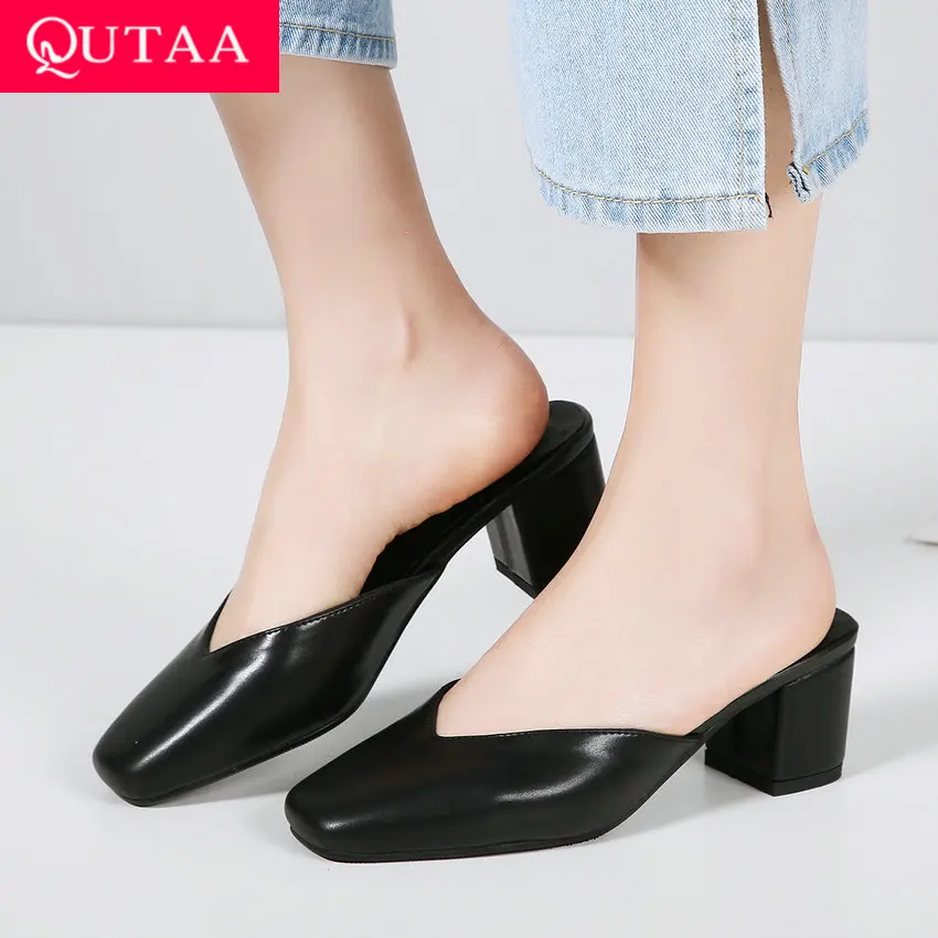 Женские туфли на платформе QUTAA повседневные лодочки из искусственной кожи