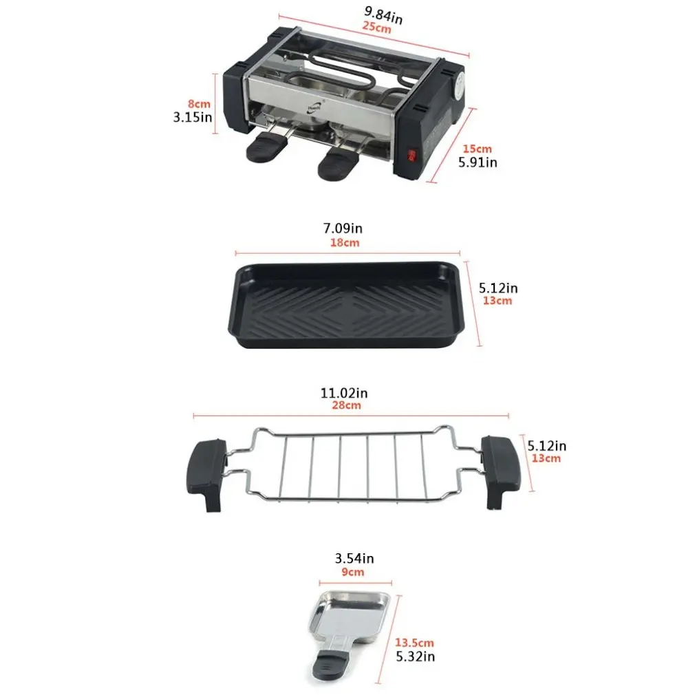 

1000W High Power Non-stick Family Barbecue Electric Raclette Grill Smokeless Grill Raclette Pan Electric Griddle