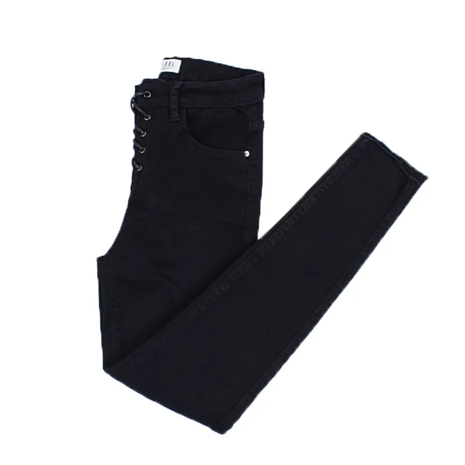 Black jeansC12 Зимние женские черные джинсы с высокой талией, повседневные Стрейчевые флисовые узкие джинсы с завязками, модные корейские сексуальные джинсовые брюки - Цвет: Black jeansC12