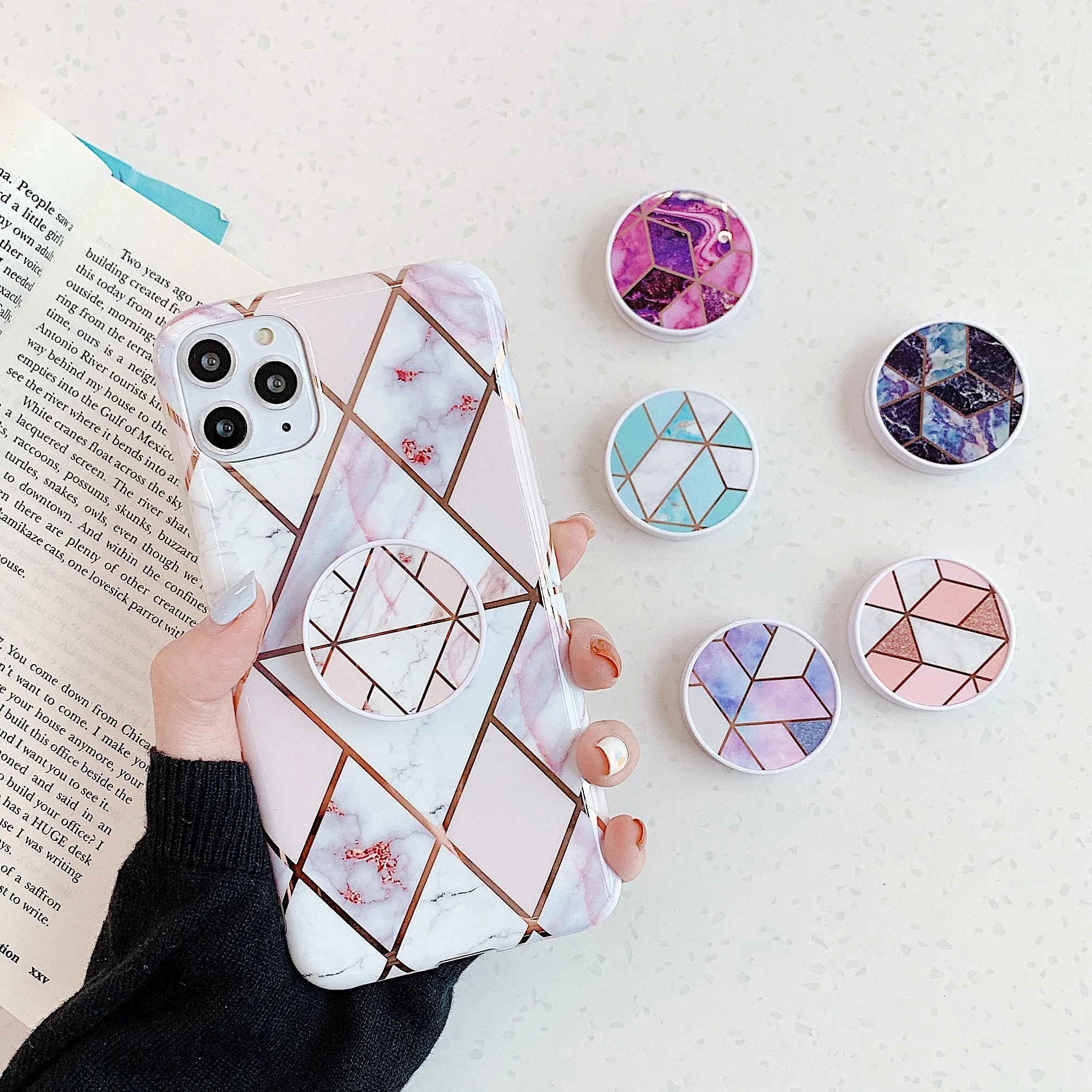 Геометрическая мраморная Складная подставка для телефона держатели смартфонов
