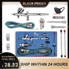 Аэрограф с 0,2 мм 0,3 мм 0,5 мм сопло комплект двойного действия Аэрограф воздух набор аксессуаров (торэй) распылительного пистолета для лака для ногтей, Краски щетка воздуха искусства новая