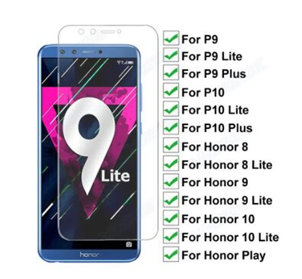 

Закаленное стекло 9H2.5d для Huawei P9 P10 Lite Plus, Защитное стекло для экрана Honor 8, 9, 10 Lite, Play, защитная пленка, чехол
