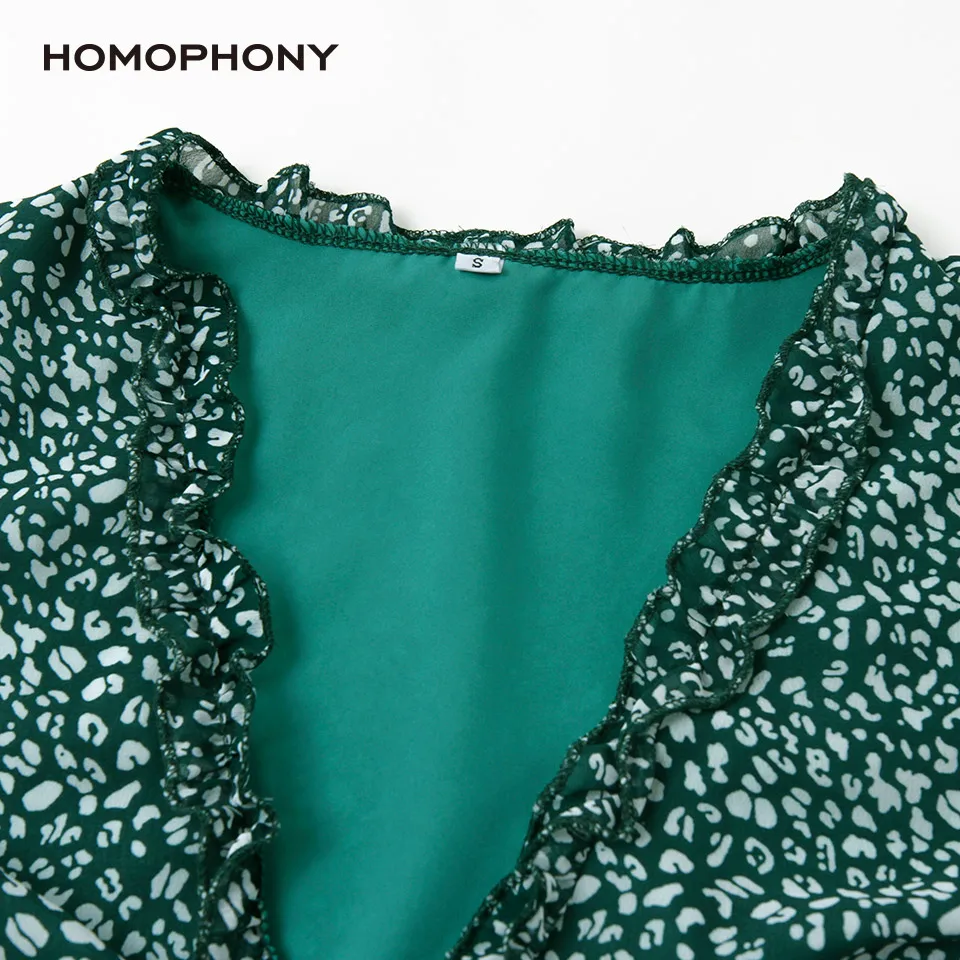 

Homophony Long Dress Summer Elegant Sexy V-Neck Print Chiffon Dress Patchwork Ruffles A-line Maxi Dresses For Women Robe Femme