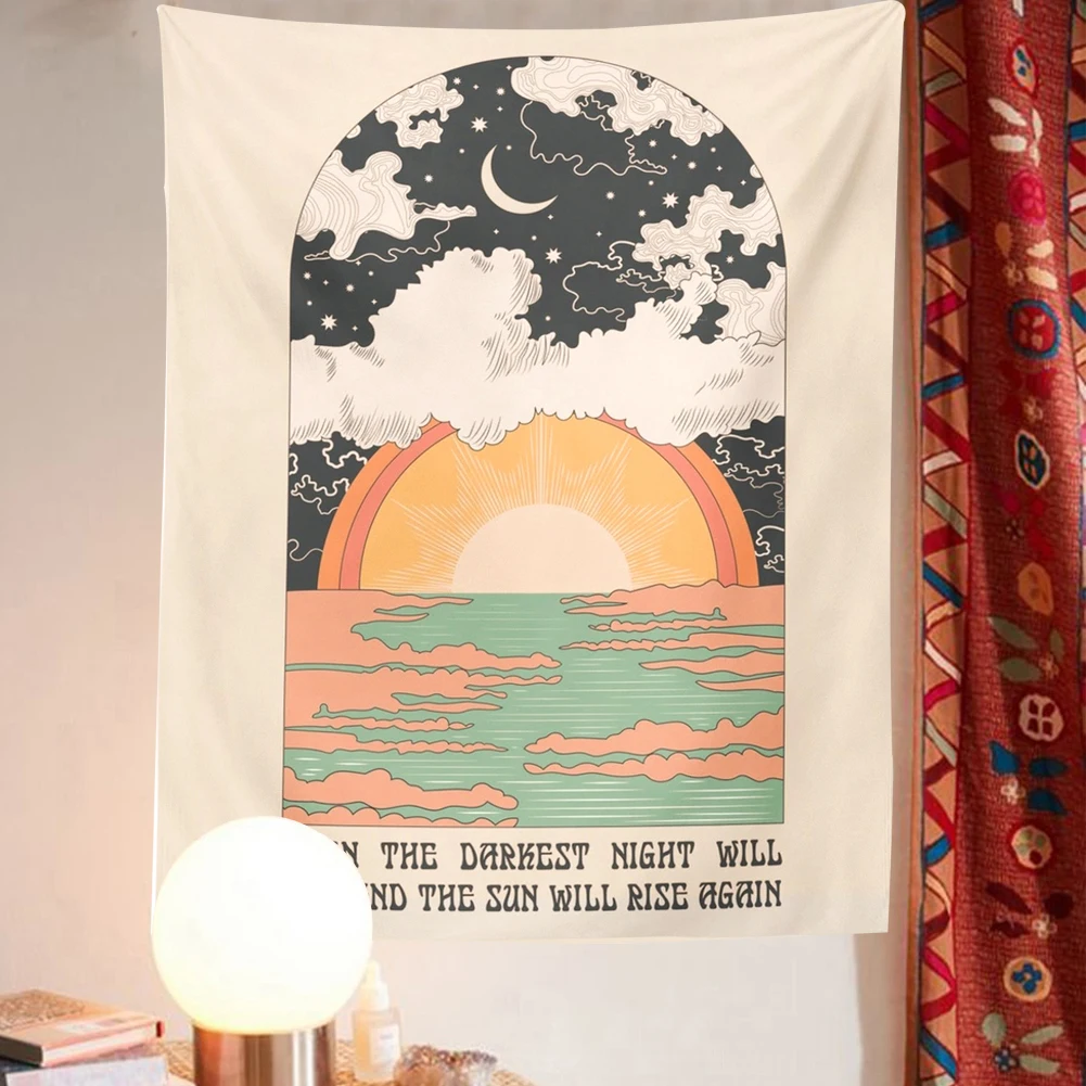 Подвесной гобелен на стену с изображением солнца луны облаков таро гобелены для
