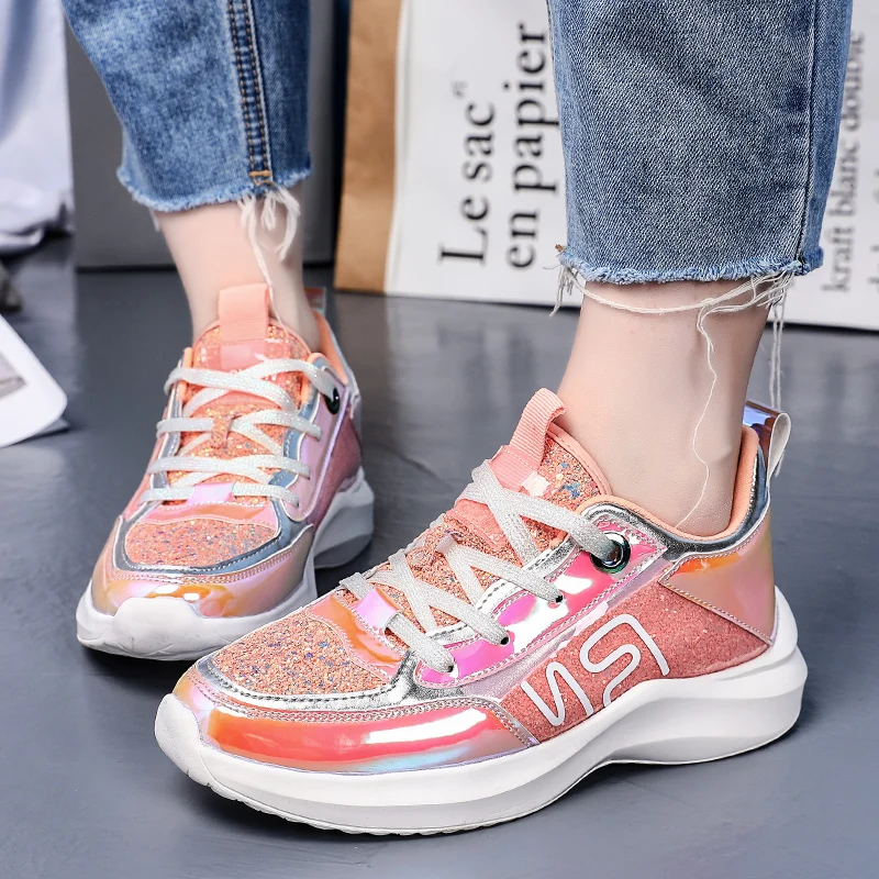 Туфли женские с круглым носком удобные кроссовки для бега на платформе дышащие