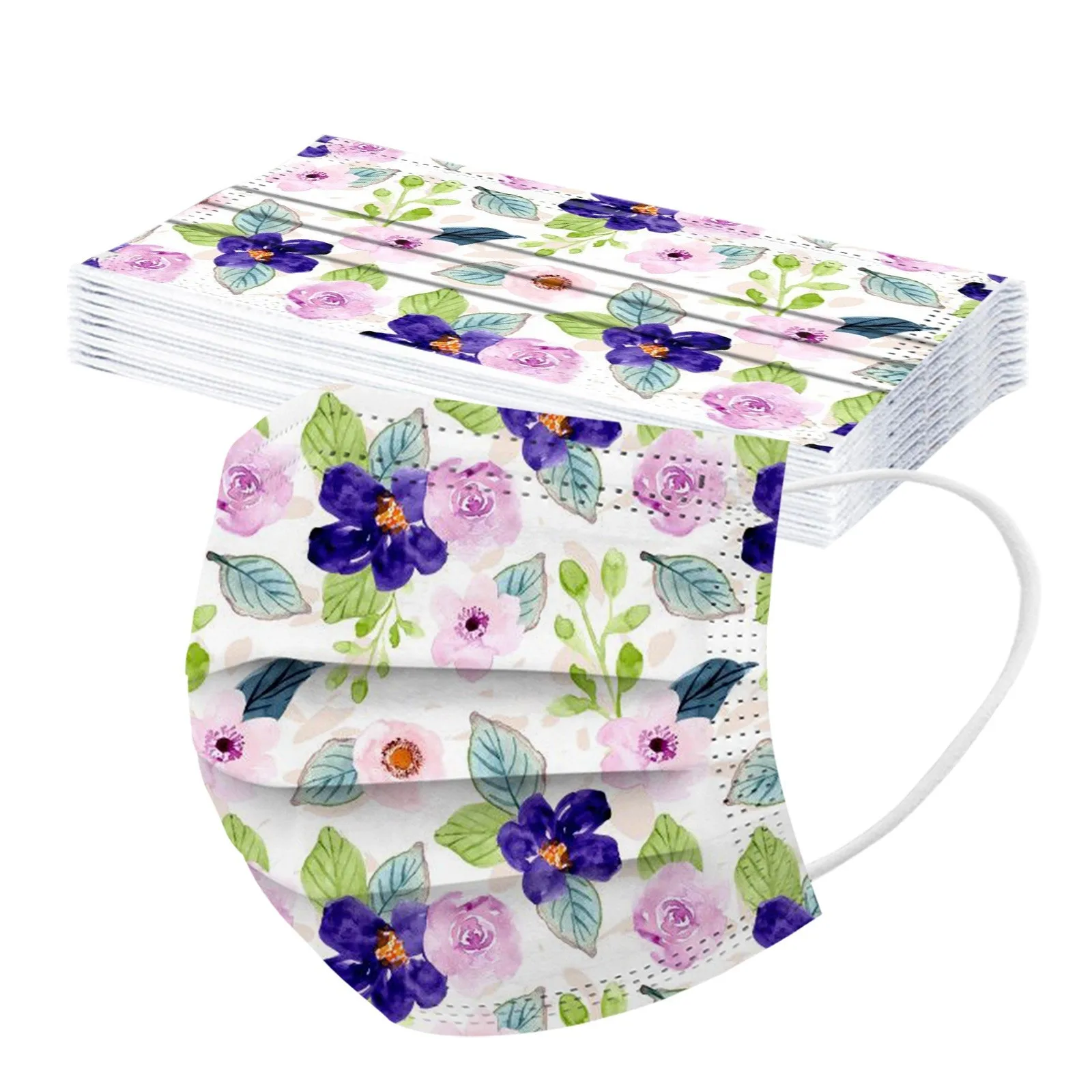 10 шт. одноразовые ветрозащитные дышащие маски для лица с цветочным принтом