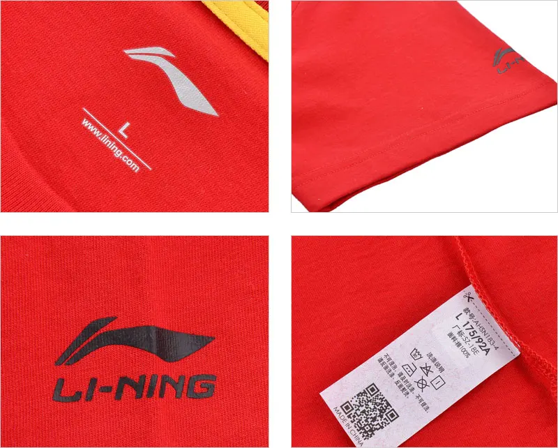 Li-Ning Мужская трендовая футболка из хлопка, Повседневная дышащая удобная спортивная футболка с подкладкой, топы AHSN183 MTS2774