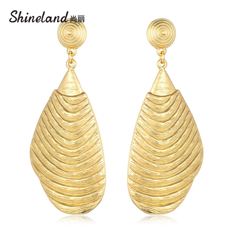 

Shineland New Irregular Geometric Spiral Drop Earring for Women Exaggerated Big Metal Punk Fashion Jewelry Statement Bijoux Gift