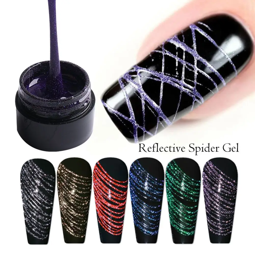 

5ml Spider Web Gel Nail Art with Glitter Pulling Silk Nail Gel Polish Reflective Sparkling DIY Soak Off Manicure Varnish
