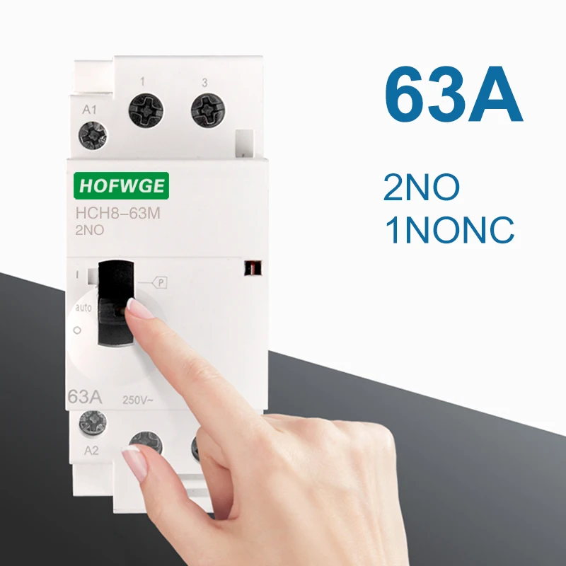 HCH8-40M 2P 63a 40A 220 В Din-рейка бытовой модульный контактор переменного тока с ручным