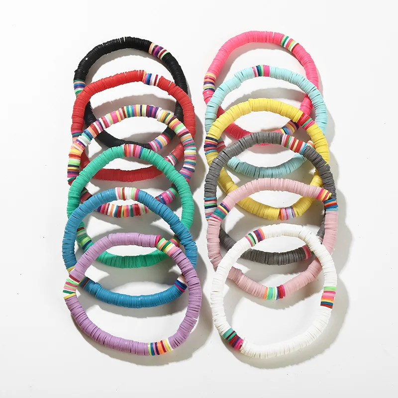 6/12 шт./компл. Смешанный Браслет из полимерной глины и серьги в стиле бохо