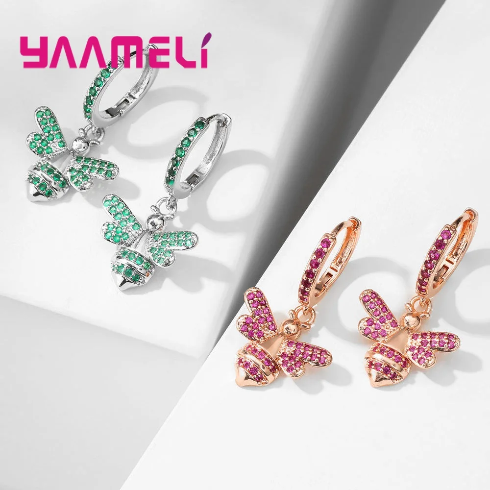 Серьги для женщин отличные длинные висячие серьги с фианитом розовое золото