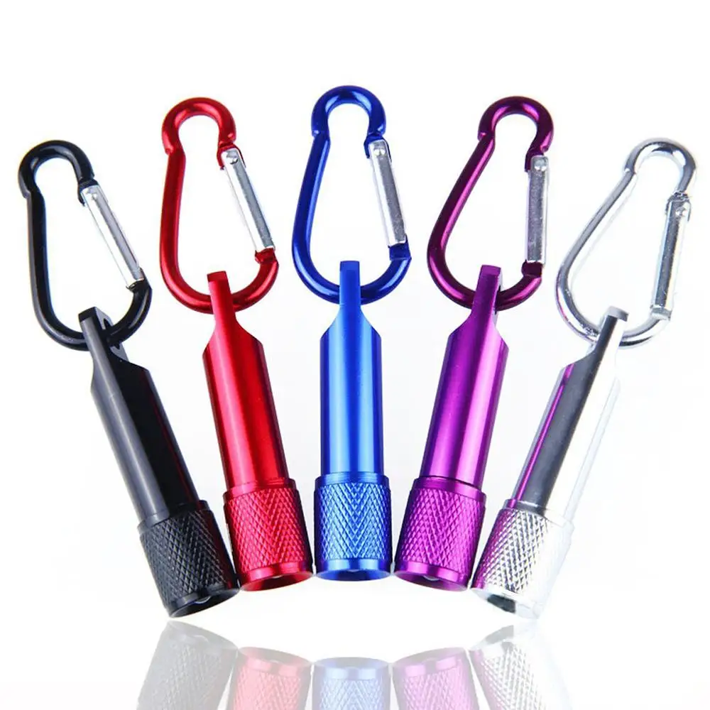 

Portable LED Flashlight Key Chain Aluminum Alloy Torch Flashlights With Carabiner Ring Keyrings Gifts 7 Color#586