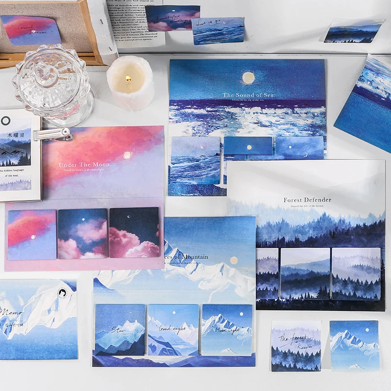 

Journamm 60pcs Ins Style Snow Mountain Memo Pads Sticky Notepad Diary Creative Notes Japanese Stationery Deco Memo Pads