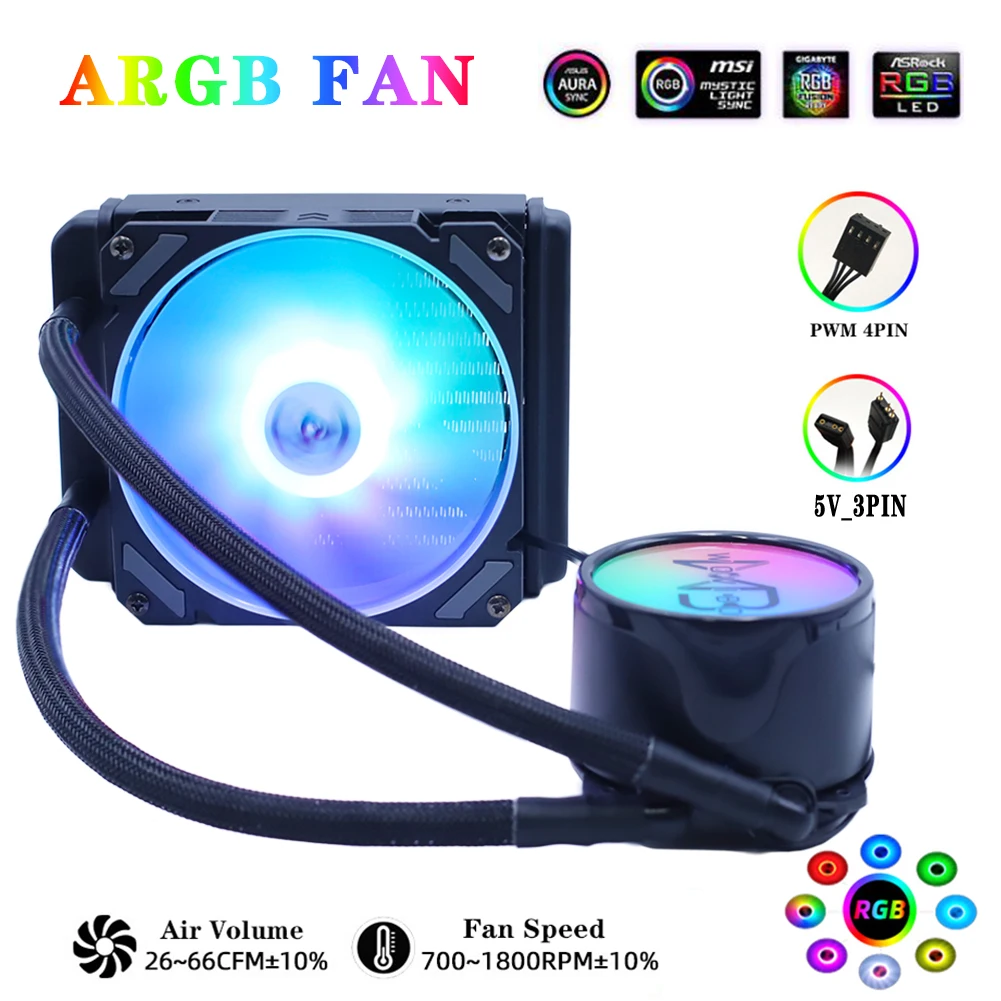 Wovibo Процессор водяное охлаждение кулер вентилятор Ventilador RGB ARGB для Intel LGA 1150 1151 1155