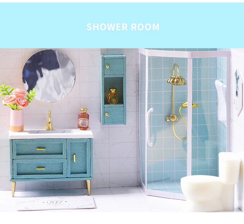 CUTEBEE DIY Кукольный дом деревянные кукольные домики миниатюрный кукольный домик мебель комплект с музыкой светодиодные игрушки для детей подарок на день рождения L026