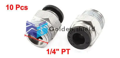 

10Pcs 1/4" PT Thread to 6mm Hole Tube Air Pneumatic Quick Connector Fittings