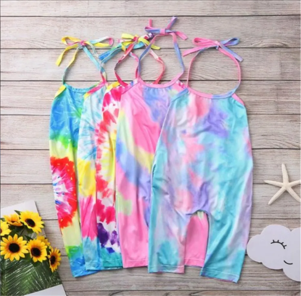 Комбинезон без рукавов с принтом тай-дай 6 цветов для мальчиков и девочек 2020 От 1
