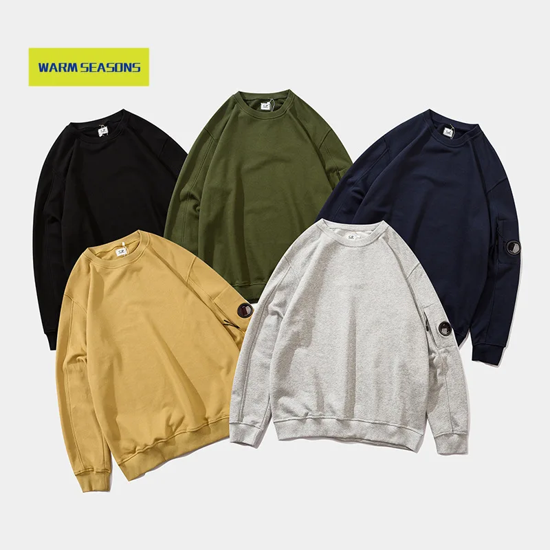 

Autumn New Fashion Brand Men and Women Couple Side Zipper Lens Terry Fabric Crew Neck Pullover Sweatshirt Fashion