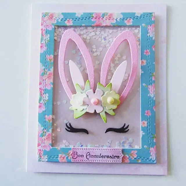 Тиснение кролик высечка штамп ручная работа день рождения открытка украшение