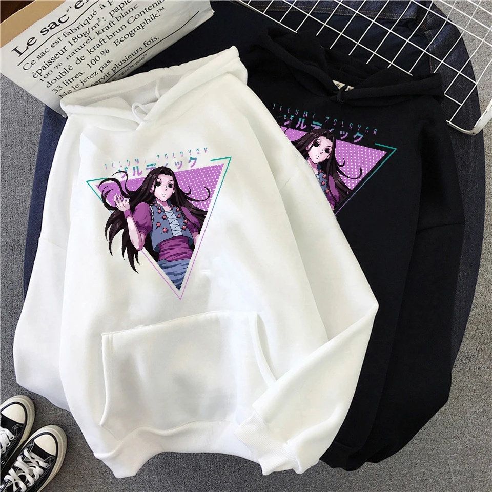 

Japanese Anime Funny Illumi Zoldyck Killua HxH Hoodies 2021 Winter Japan Hunter X Hunter Sweatshirts Streetwear for Women/men