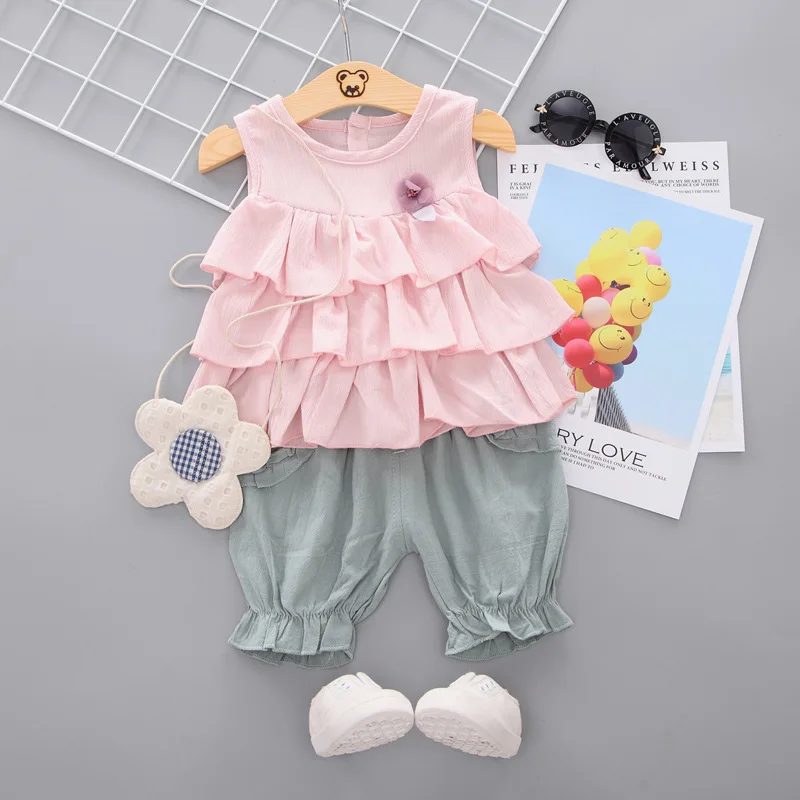 

Baby Girls Clothes Summer Clothes Children Set Chiffon Vest+Shorts Tracksuit Suit Kids Clothes For Toddler Girls Outfits 2020