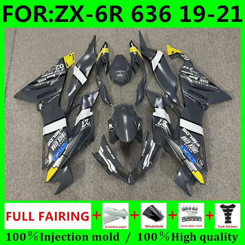 

NEW ABS Motorcycle Whole Fairings kit for Kawasaki Ninja ZX-6R 636 ZX6R 2019 2020 2021 19 20 21 6r fairing bodywork grey black