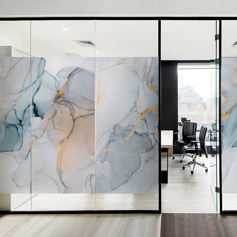 Матовая пленка для окон витражная мраморный декор неклейкая виниловая наклейки